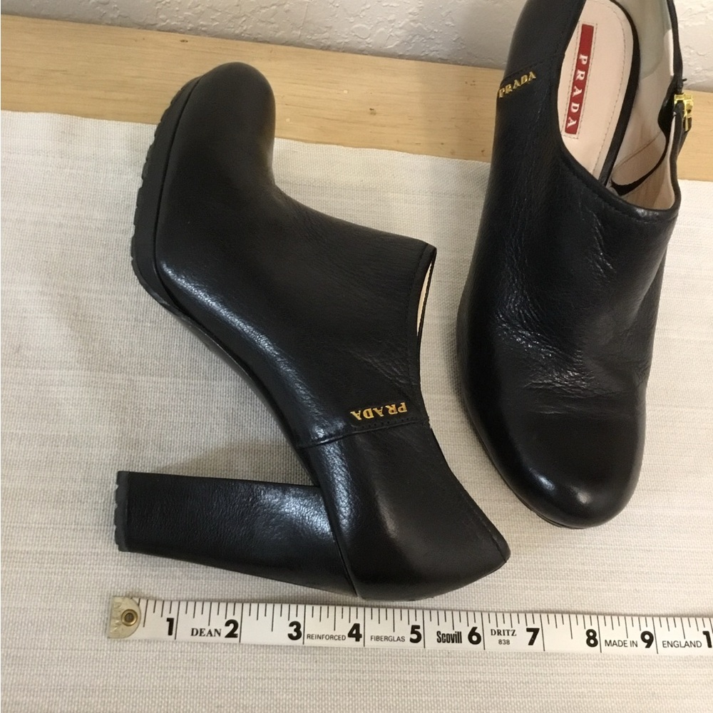 Prada Black Leather Heeled Booties - Picture 8 of 9